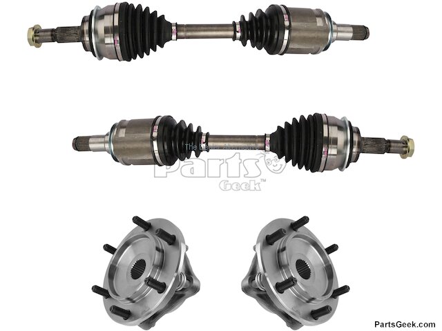 Front CV Axle and Wheel Hub Bearing Assembly Kit - 4 Piece - 2005-2018 Toyota Tacoma 4WD - TRQ 18535-07514384