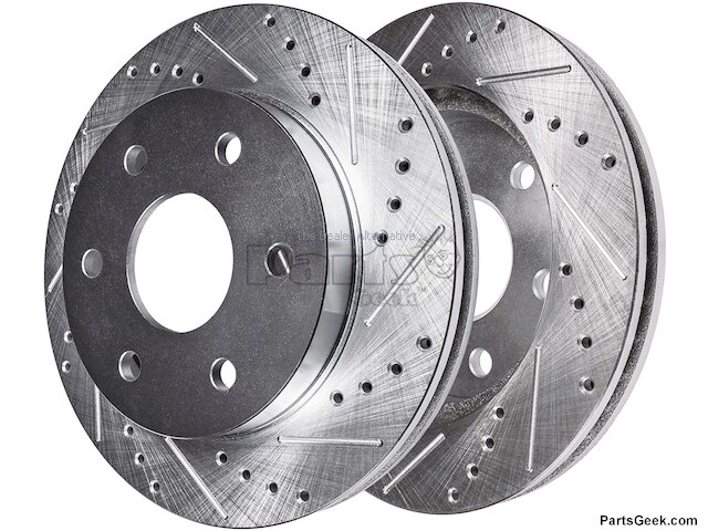 Front Cross Drilled and Slotted Brake Rotor Set of 2 - 2010-2020 Ford F-150 (6 Lug Models Only) - Detroit Axle 92777-02165881