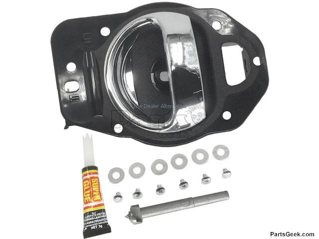 Interior Chrome Door Handle with Mounting Hardware - Left Driver Side, Front or Rear - 2006-2011 Chevrolet HHR - Replacement 18619-02728670