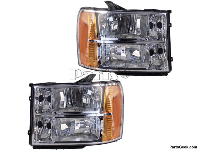 Headlight Assembly Set of 2 - Halogen - 2007-2014 GMC Sierra 2500 HD - Replacement 19112-03530343