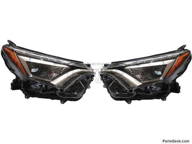 Halogen Headlight Assembly Set of 2 - 2016-2018 Toyota RAV4 (with Black Housing) North American Built Vehicle - Replacement 137784-02346313