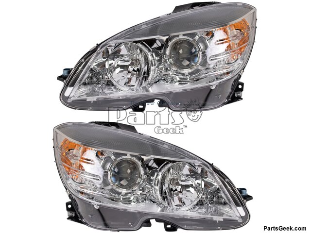 Headlight Assembly Set of 2 - Halogen - 2008-2011 Mercedes-Benz C300 (Chrome Bezel) - DIY Solutions 28726-02687216