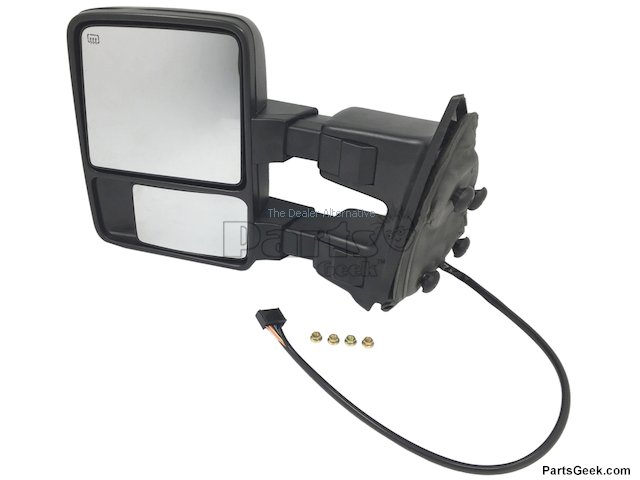 Left Driver Side Power Mirror - Trailer Towing, Manual Telescopic, Heated, Turn Signal, Black Textured - 2009-2016 Ford F-250 Super Duty - Replacement 30323-02194684