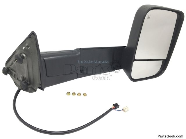 Right Passenger Side Power Door Towing Mirror - Manual Flip-Up, Heated, Puddle Light, Turn Signal - Black Textured - 2013-2017 Ram 2500 - Replacement 124258-02845596