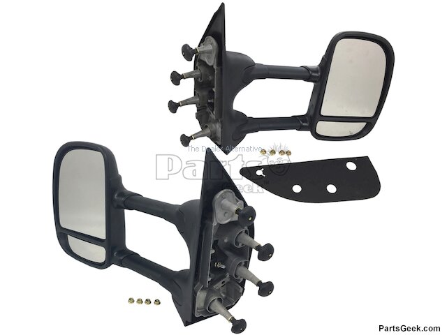 Towing Mirror Set - Manual Folding, Manual Telescoping, Textured Black - Set of 2 - 2003-2019, 2021-2024 Ford E-350 Super Duty - Replacement 137346-03841683