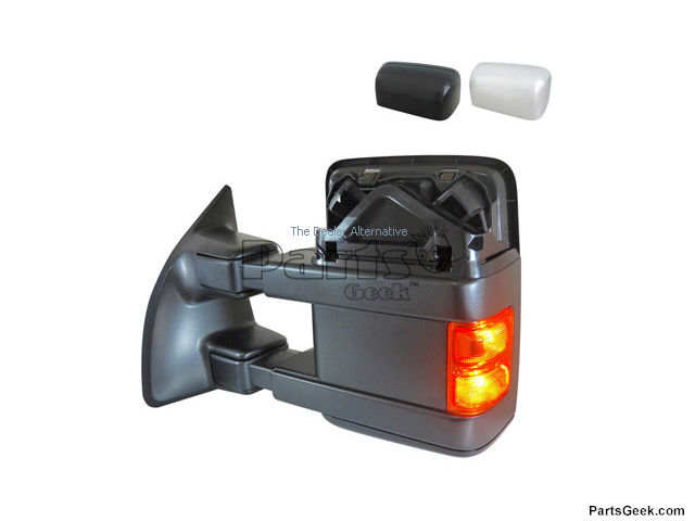 Left Driver Side Mirror - Tow Type, Heated Dual Glass, Power Folding and Telescoping, Turn Signal, Memory, Chrome - Paint to Match - 2010-2016 Ford F-250 Super Duty - Action Crash 95971-04246112