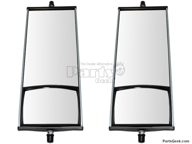 Aluminum Manual Door Mirror - Set of 2 - Convex Glass - 16 x 6.5 Inch - 1986-2017 Isuzu NPR - TRQ 124061-07646511