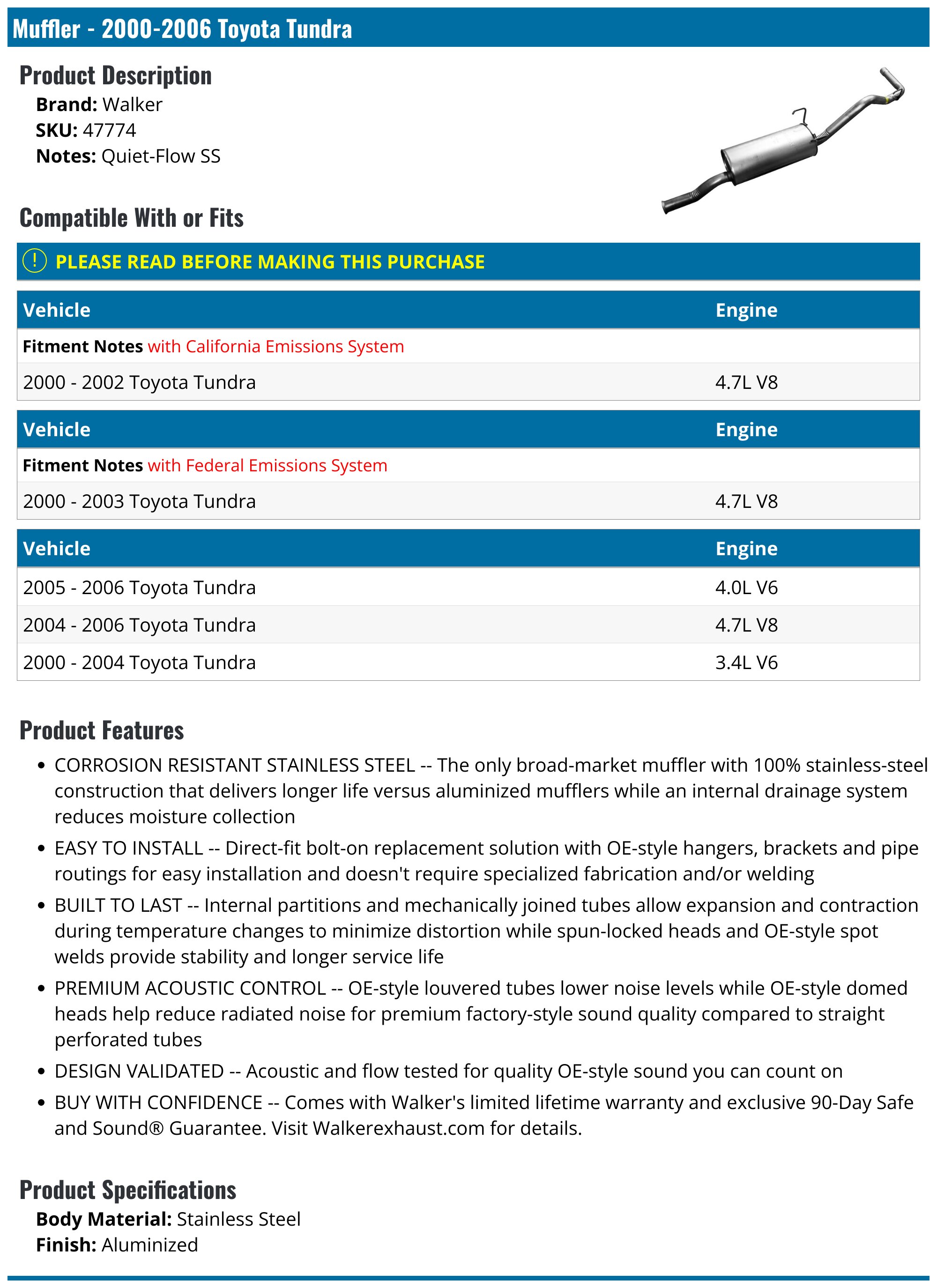 Muffler - 2000-2006 Toyota Tundra - Walker 8199-05191309