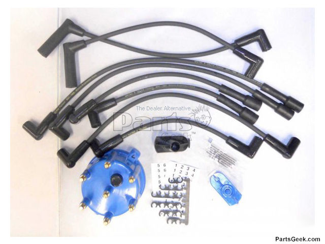 Ignition Tune-Up Kit - Spark Plug Wire Set, Distributor Cap and Rotor - 1991-1999 Jeep Cherokee 4.0L 6-Cylinder - United Automotive 2226-07469908