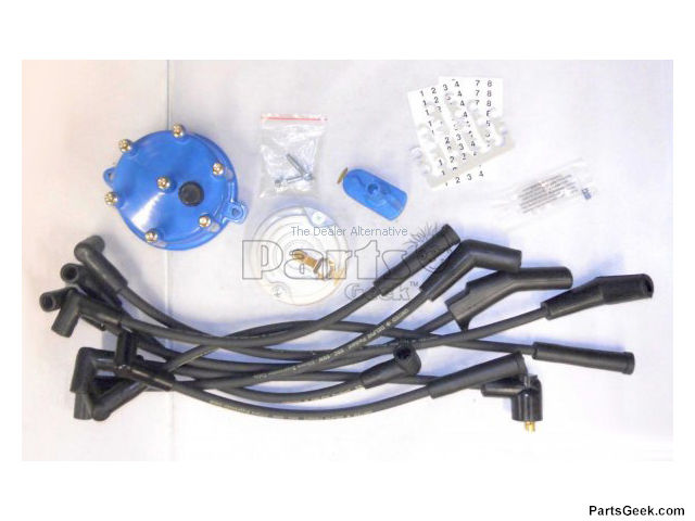 Distributor Cap, Rotor and Spark Plug Wires Set - Ignition Tune-Up Kit - 1984-1996 Ford F-150 4.9L 6-Cylinder - United Automotive 5287-07902045