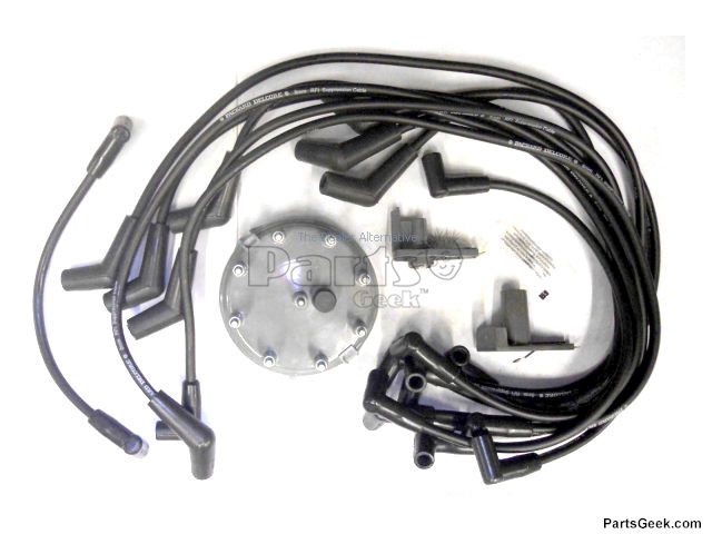 Ignition Tune-Up Kit - Spark Plug Wire Set, Distributor Cap and Rotor - 1985-1987, 1993-1995 Ford F-150 V8 - United Automotive 5288-07636861