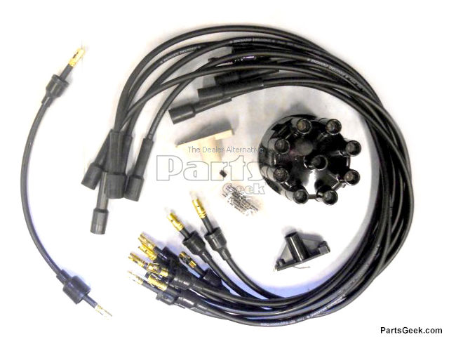 Ignition Tune-Up Kit - Spark Plug Wire Wire Set, Cap and Rotor - 1977-1991 Dodge D150 V8 - United Automotive 1763-07347779