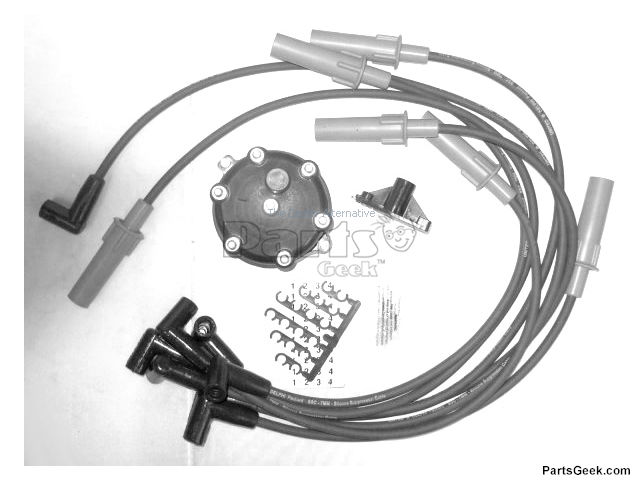 Ignition Tune-Up Kit - Spark Plug Wires, Distributor Cap and Rotor - 1992-2003 Dodge Dakota 3.9L V6 - United Automotive 1835-07559539